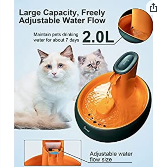 Duoai 2L Automatic Pet Water Fountain,Ultra Quiet Stream Dispenser - NWT!